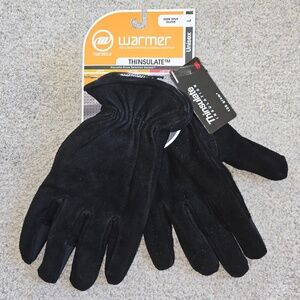 Manzella leather winter gloves, black, size L